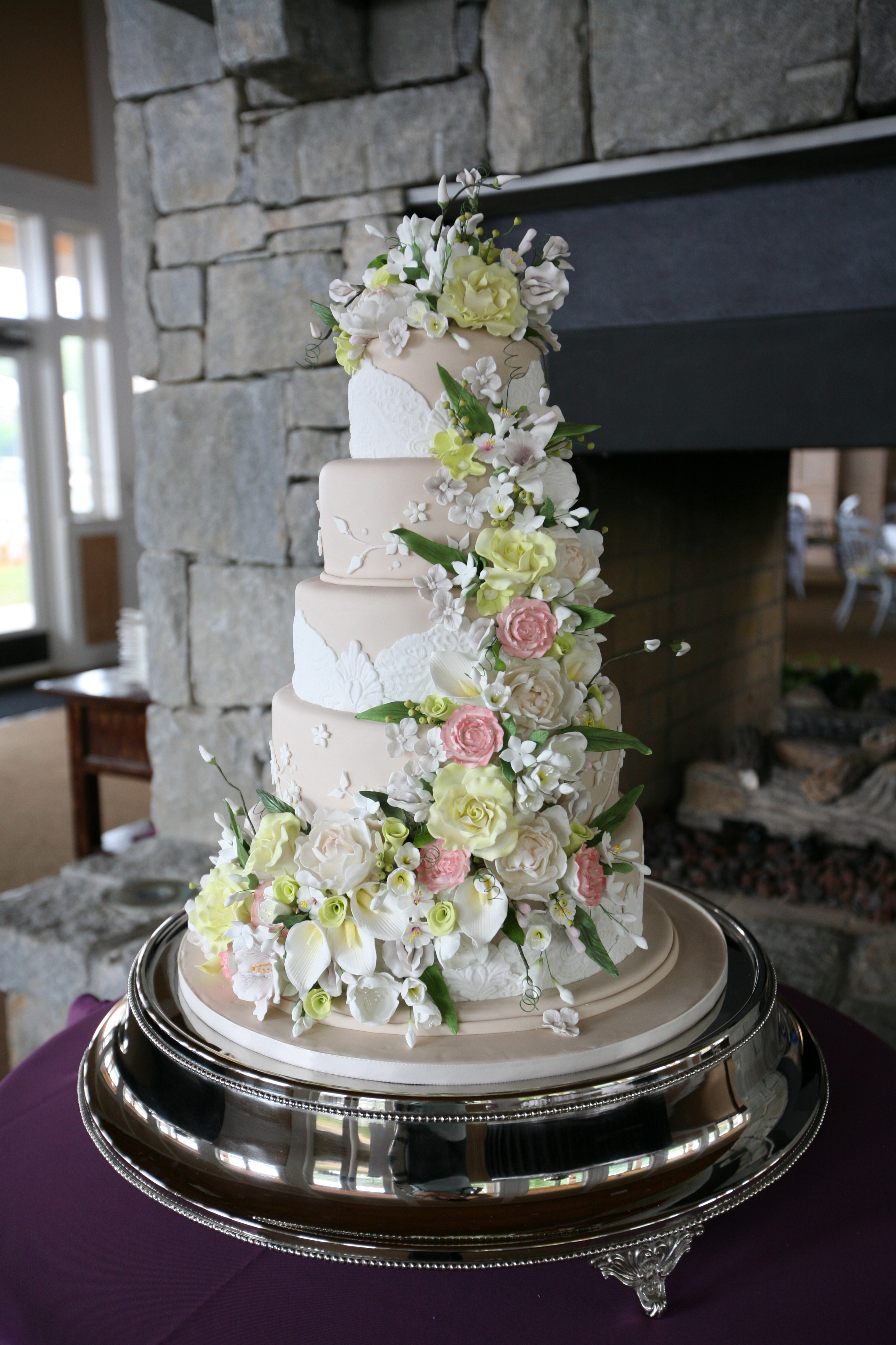 Floral Cascading Wedding Cake