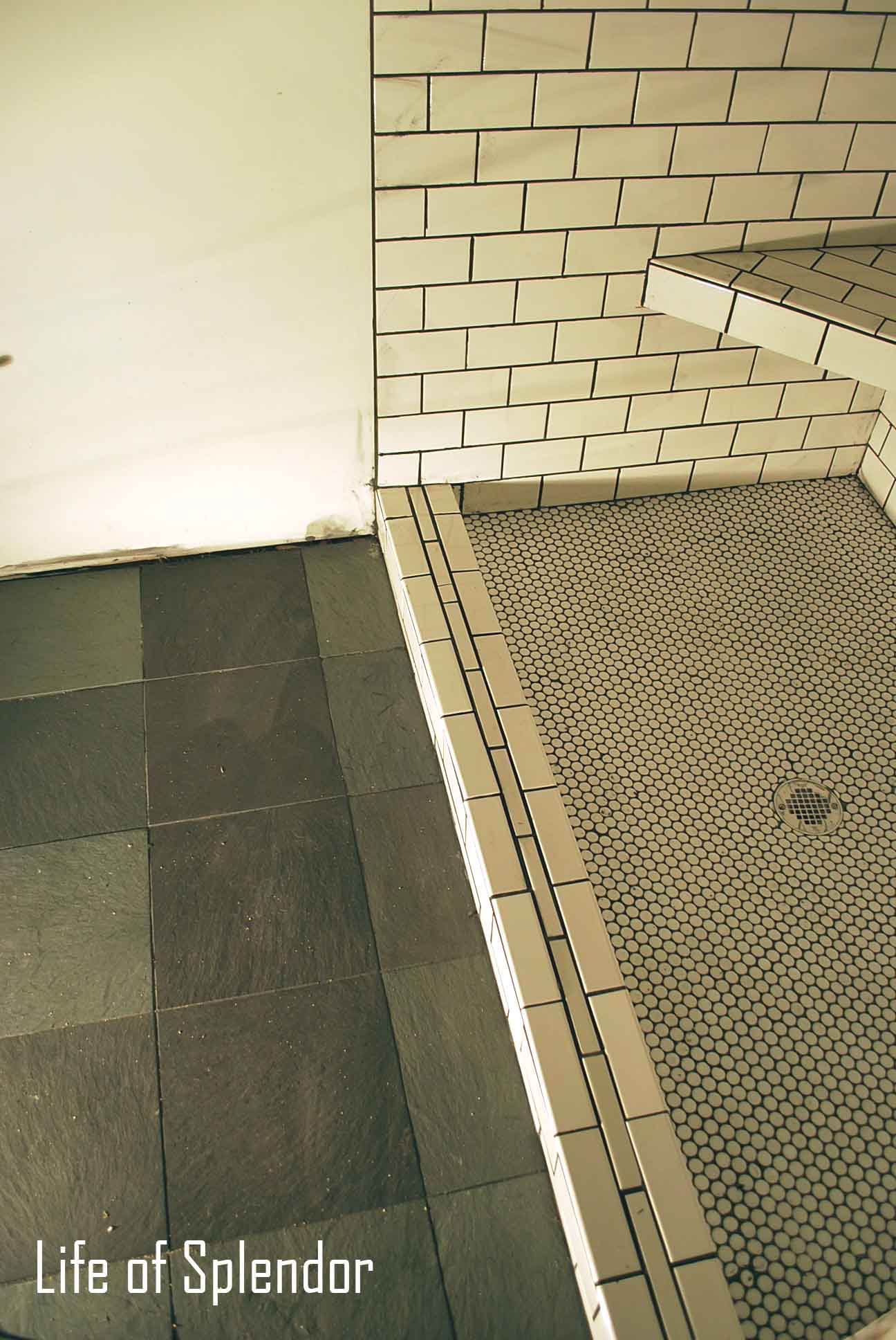 Master Bathroom Slate and Subway Tile