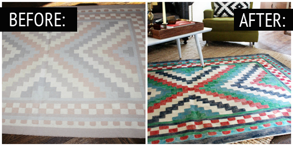 Painted Rug Before and After