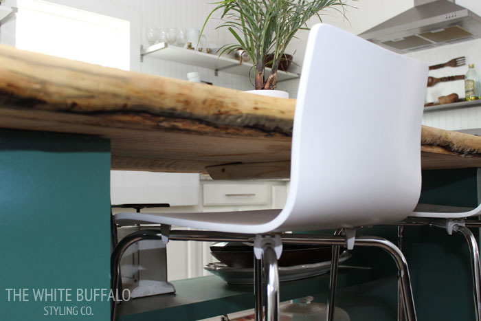 White Modern Bar Stool with Rustic Wood