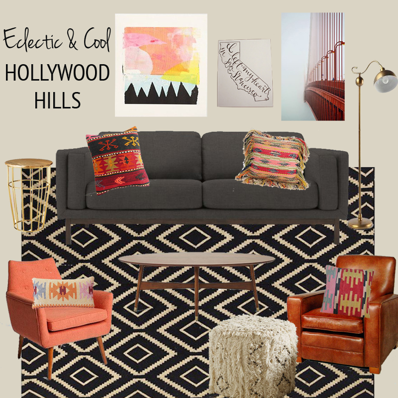 Eclecitc and Cool Hollywood Hills Living Room