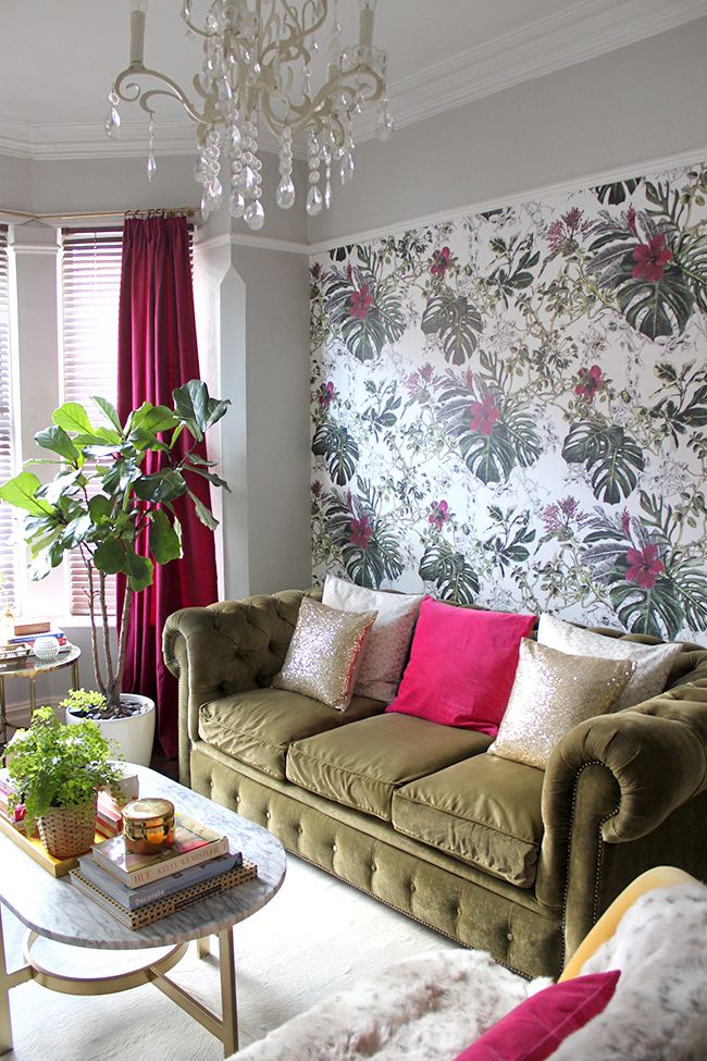 Fuschia and Olive Living Room