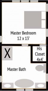 rectangular master bathroom layout